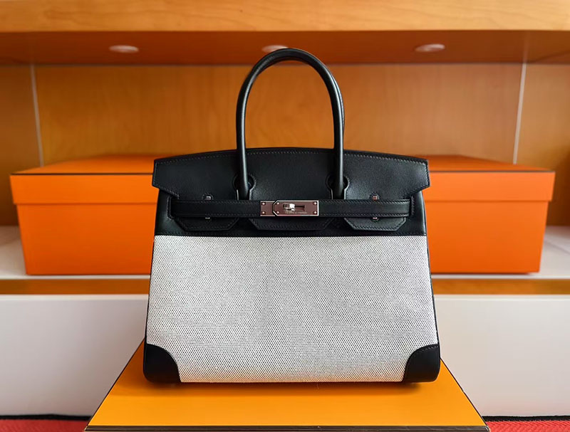バーキン30 黒 定価 HERMES バーキン30 キャンバス 黒 ブラック スイフト/トワルアッシュ シルバー金具 2627751 エルメス 新作バッグ - 画像 (8)