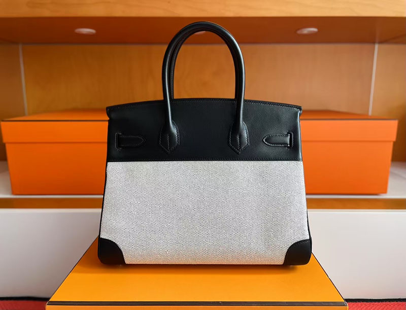 バーキン30 黒 定価 HERMES バーキン30 キャンバス 黒 ブラック スイフト/トワルアッシュ シルバー金具 2627751 エルメス 新作バッグ - 画像 (7)