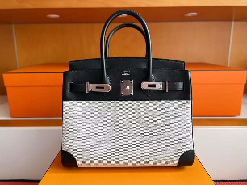 バーキン30 黒 定価 HERMES バーキン30 キャンバス 黒 ブラック スイフト/トワルアッシュ シルバー金具 2627751 エルメス 新作バッグ - 画像 (5)