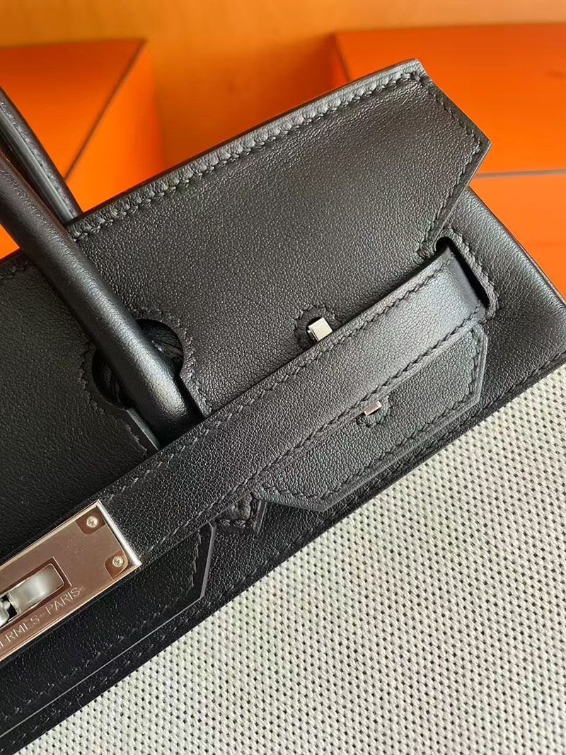 バーキン30 黒 定価 HERMES バーキン30 キャンバス 黒 ブラック スイフト/トワルアッシュ シルバー金具 2627751 エルメス 新作バッグ - 画像 (4)