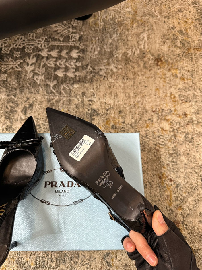 プラダ 靴 シューズ レディース 海外通販 PRADA パテントレザー スリングバックパンプス 2628203 プラダ 靴 レディース - 画像 (9)