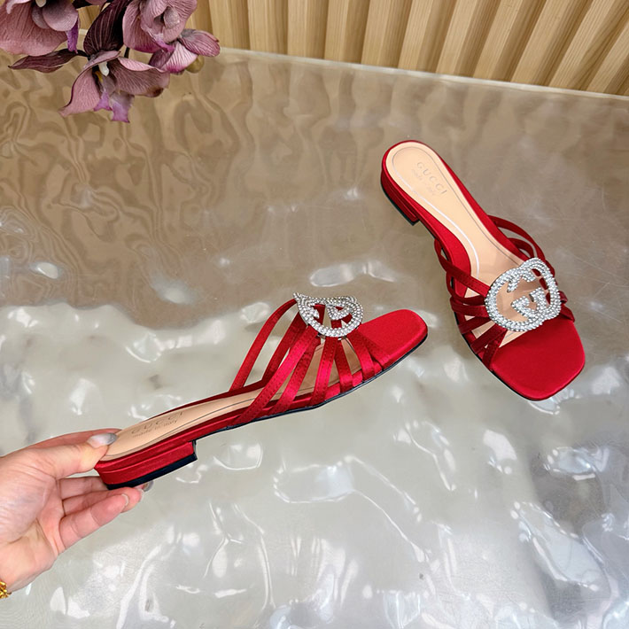 グッチ直営アウトレット店 GUCCI クリスタル インターロッキングG付き スライドサンダル 2628286 グッチ 靴 サイズ表 レディース - 画像 (8)