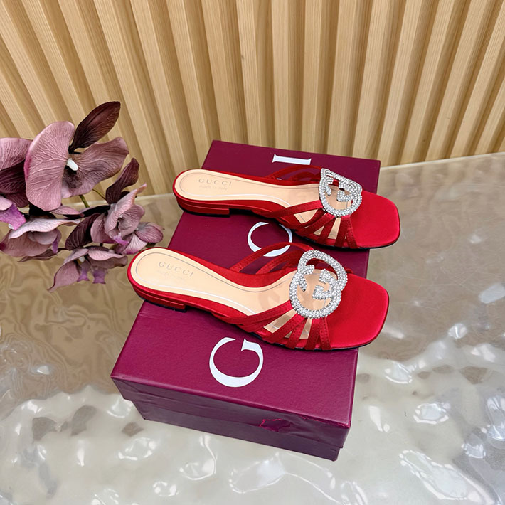 グッチ直営アウトレット店 GUCCI クリスタル インターロッキングG付き スライドサンダル 2628286 グッチ 靴 サイズ表 レディース - 画像 (7)