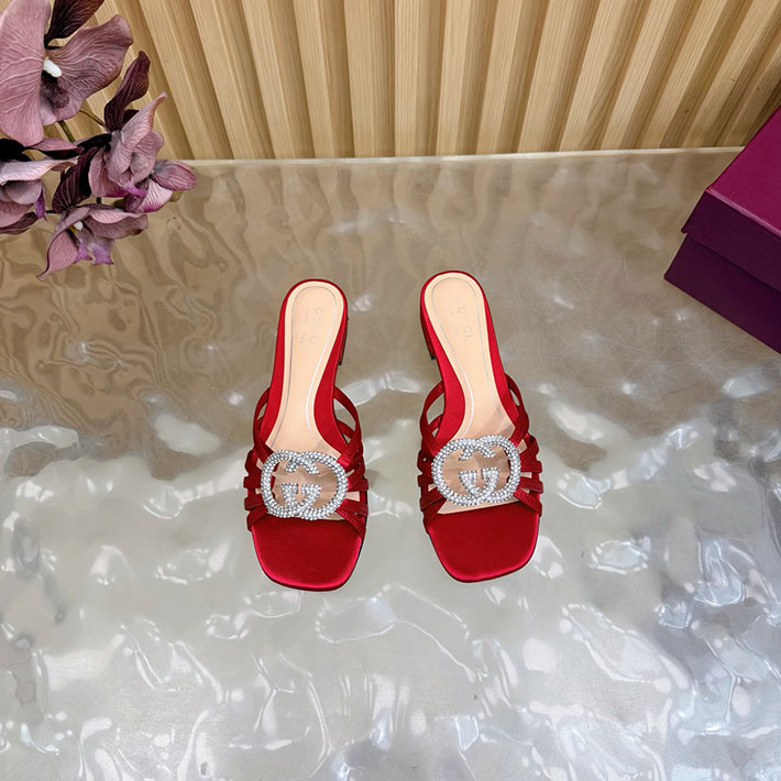 グッチ直営アウトレット店 GUCCI クリスタル インターロッキングG付き スライドサンダル 2628286 グッチ 靴 サイズ表 レディース - 画像 (4)