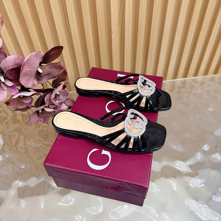 グッチ直営アウトレット店 GUCCI クリスタル インターロッキングG付き スライドサンダル 2628288 サンダル レディース 歩きやすい ブランド - 画像 (8)