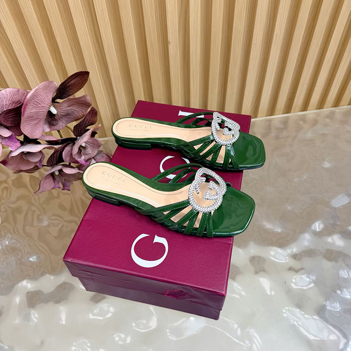 グッチ直営アウトレット店 GUCCI クリスタル インターロッキングG付き スライドサンダル 2628289 サンダル ブランド 高級 レディース - 画像 (8)
