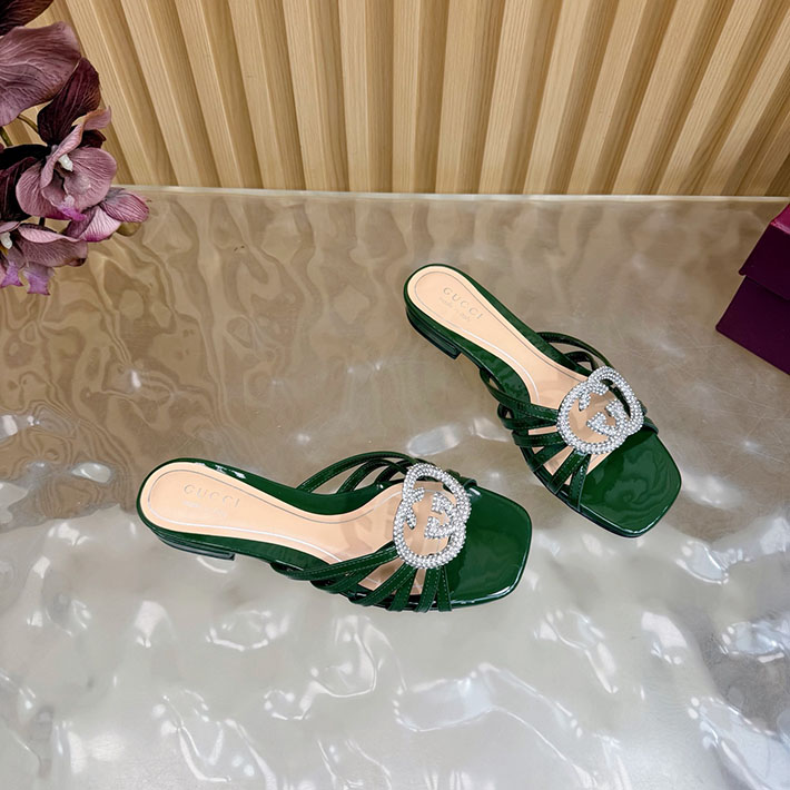グッチ直営アウトレット店 GUCCI クリスタル インターロッキングG付き スライドサンダル 2628289 サンダル ブランド 高級 レディース - 画像 (2)