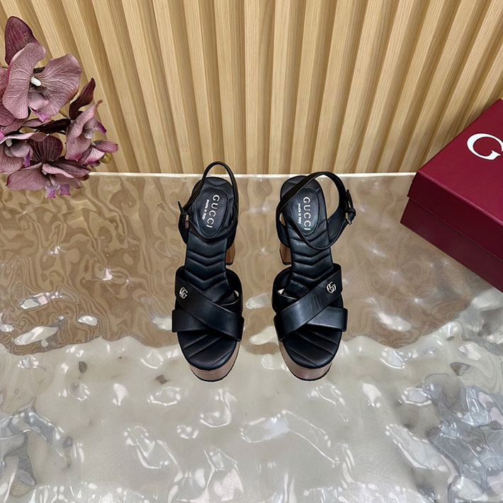 グッチ直営アウトレット店 GUCCI 50mm ダブルG レザー プラットフォームサンダル 2628291 グッチ サンダル アウトレット - 画像 (5)
