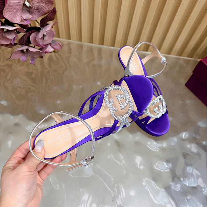 グッチ直営アウトレット店 GUCCI 105mm pump with crystal Interlocking G 2628306 グッチ サンダル 厚底 - 画像 (2)