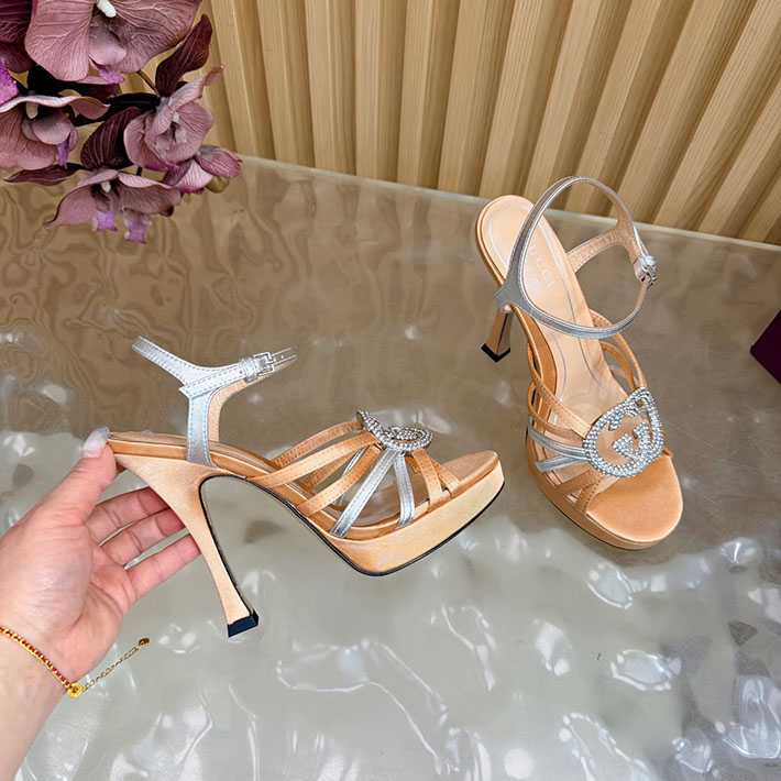 グッチ直営アウトレット店 GUCCI 105mm pump with crystal Interlocking G 2628308 グッチ サンダル ヒール - 画像 (5)