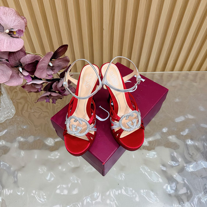 グッチ直営アウトレット店 GUCCI 105mm pump with crystal Interlocking G 2628309 サンダル ヒール 高め 歩きやすい - 画像 (8)