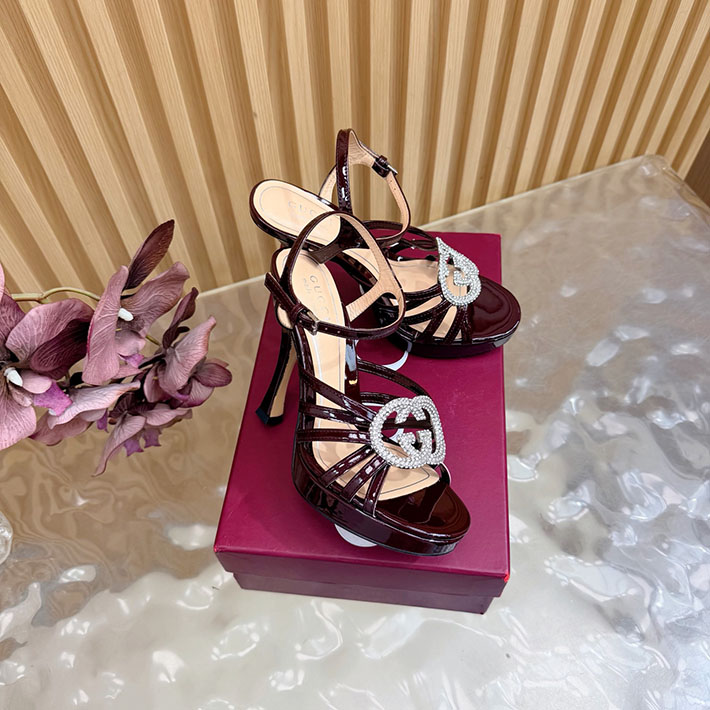 グッチ直営アウトレット店 GUCCI 105mm pump with crystal Interlocking G 2628310 ヒール サンダル 歩きやすい ブランド - 画像 (10)
