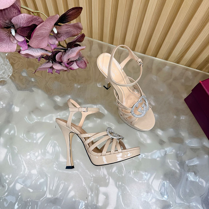 グッチ直営アウトレット店 GUCCI 105mm pump with crystal Interlocking G 2628311 サンダル ヒール 高め ブランド - 画像 (3)