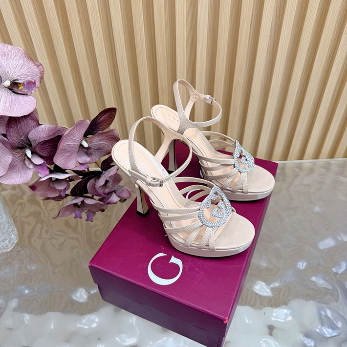 グッチ直営アウトレット店 GUCCI 105mm pump with crystal Interlocking G 2628311 サンダル ヒール 高め ブランド - 画像 (11)