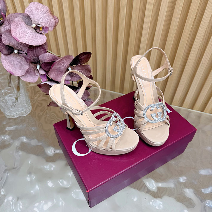 グッチ直営アウトレット店 GUCCI 105mm pump with crystal Interlocking G 2628311 サンダル ヒール 高め ブランド - 画像 (9)