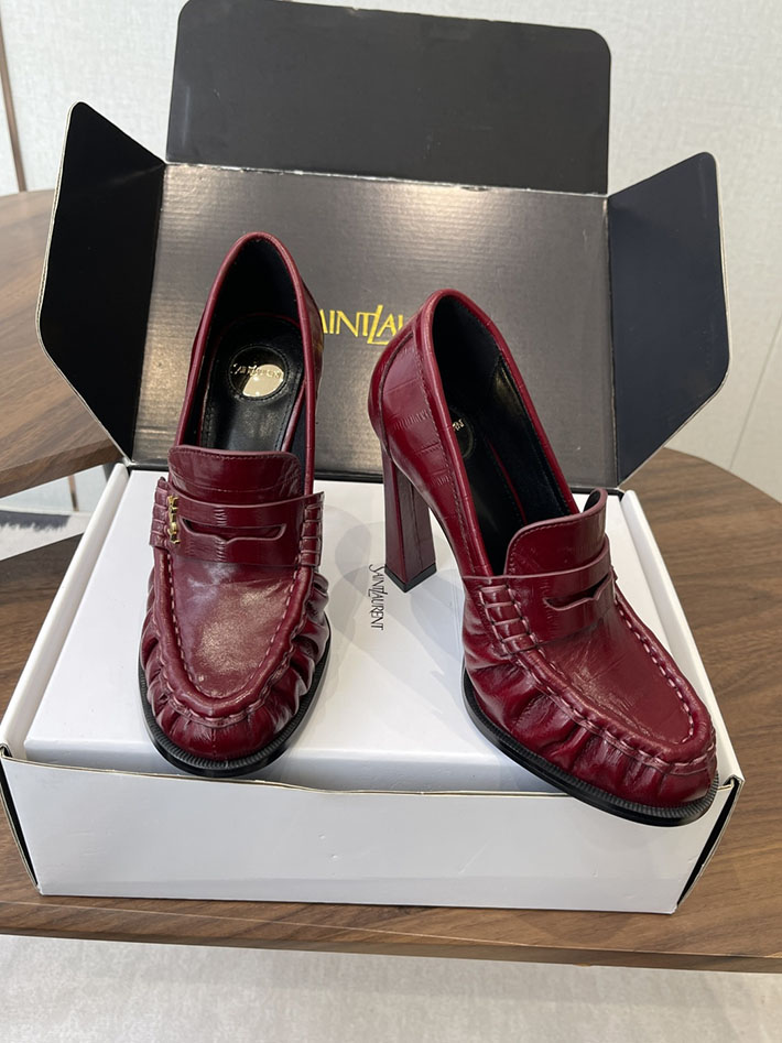 最高級サンローランスーパーコピー Saint Laurent 10cm ル ローファー パンプス イールスキン 2628444 ローファー レディース コーデ - 画像 (2)