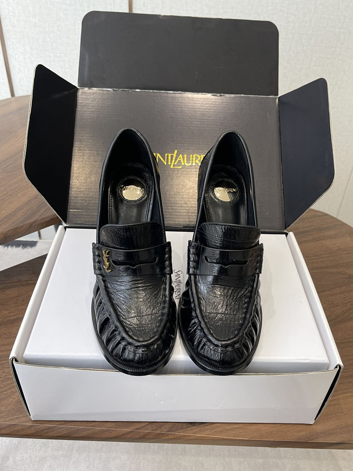 最高級サンローランスーパーコピー Saint Laurent 10cm ル ローファー パンプス イールスキン 2628446 ローファー レディース 50代 - 画像 (5)