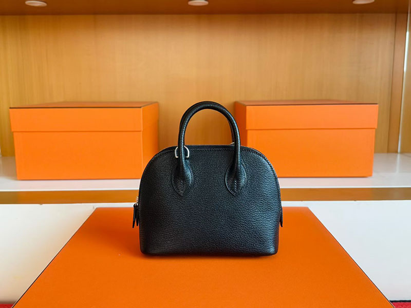 ボリードミニ 黒 HERMES ボリード1923 ミニ 黒 ブラック シェブルミゾル シルバー金具 2627859 エルメス 新作バッグ - 画像 (7)