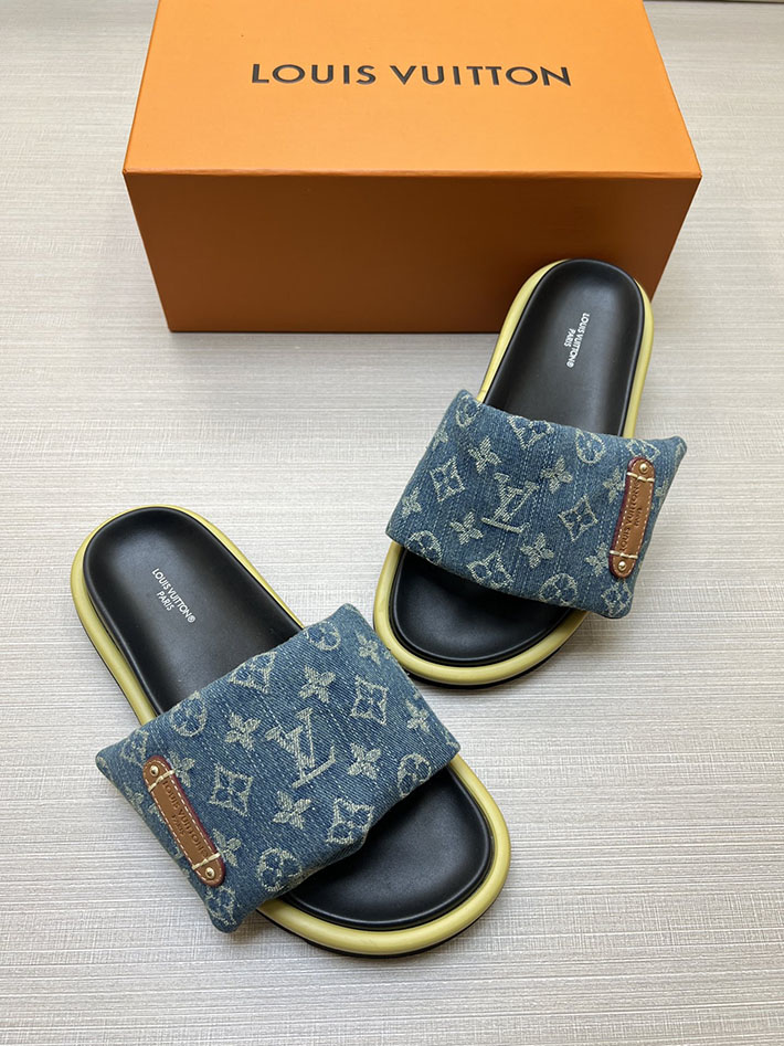 メンズ・レディース兼用 ルイヴィトン サンダル Louis Vuitton x TM プールピロー ミュール 2629015 ルイヴィトン 靴 デニム - 画像 (2)