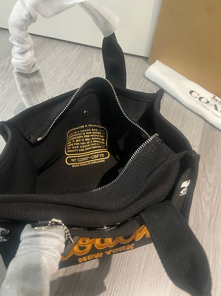 最高級コーチスーパーコピー COACH スヌーピー ピーナッツ コラボ トート バッグ ショルダーバッグ ブラック 2629323 コーチ トートバッグ アウトレット - 画像 (3)
