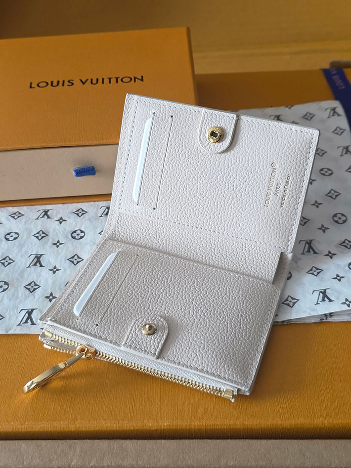 ルイヴィトン販売店舗 財布 レディース LV ポルトフォイユ・リサ モノグラム・ミルキーホワイト、ブルー M27742 ルイヴィトン 財布 二つ折り - 画像 (5)