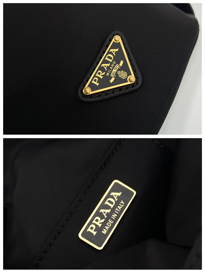 プラダ バッグ レディース PRADA プチ サック ノワール Re-Nylon xナッパレザー ミニバケットバッグ 1BE088_RUKW_F0002_V_OOO プラダ バッグ アウトレット - 画像 (2)