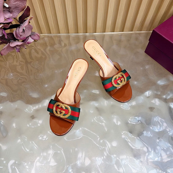 グッチ直営アウトレット店 GUCCI 2026年春夏 新作 サンダル ミュール シェリーライン ブラウン 2631249 グッチサンダル値段 - 画像 (6)