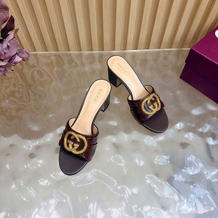 グッチ直営アウトレット店 GUCCI 2026年春夏 新作 インターロッキングG カットアウトサンダル ブラウン 2631254 グッチ 靴 アウトレット - 画像 (3)