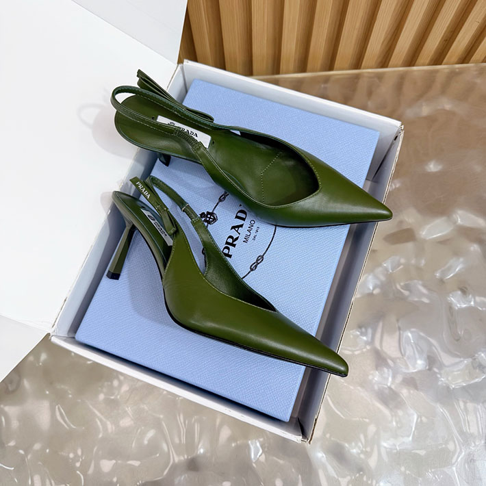 最高級プラダスーパーコピー PRADA ミュール ブラッシュドレザー スリングバック パンプス カーキ 2631322 プラダ ミュール 新作 - 画像 (9)