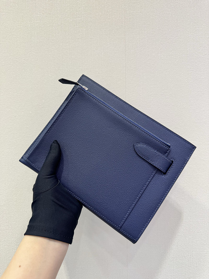 エルメス クラッチバッグの通販 HERMES ポーチ アカデミ ブルーサフィール ヴォー・エプソン シルバー金具 H086976CK73 エルメス ポーチ - 画像 (4)