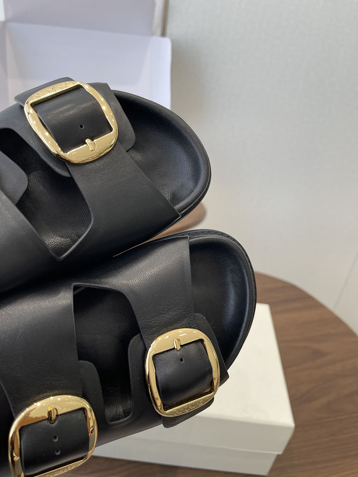 最高級サンローランスーパーコピー Saint Laurent レディース フラットサンダル メタルバックル ブラック 2630645 サンローラン靴レディース - 画像 (8)