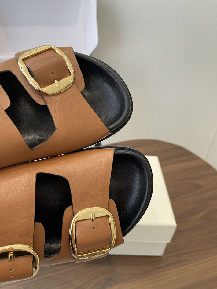 最高級サンローランスーパーコピー Saint Laurent レディース フラットサンダル メタルバックル ブラウン 2630648 カジュアル レディース サンダル - 画像 (8)
