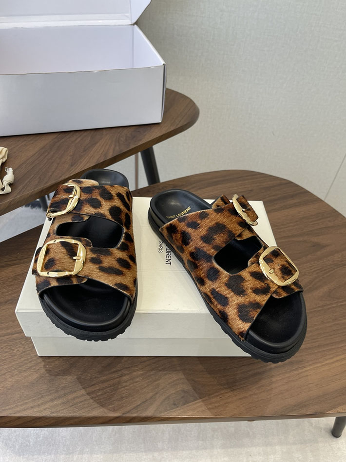 最高級サンローランスーパーコピー Saint Laurent レディース フラットサンダル メタルバックル ブラウン 2630650 レディース サンダル おしゃれ - 画像 (9)