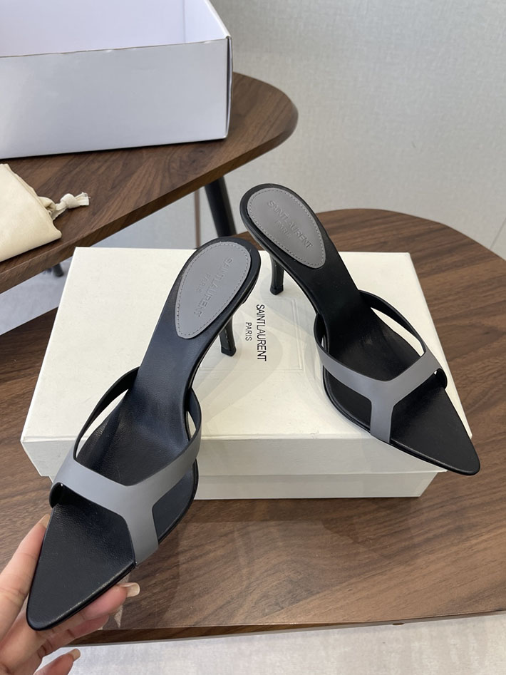 最高級サンローランスーパーコピー Saint Laurent バビロン ミュール スムースレザー シューズ 靴 グレー 2630652 レディース サンダル しまむら - 画像 (8)