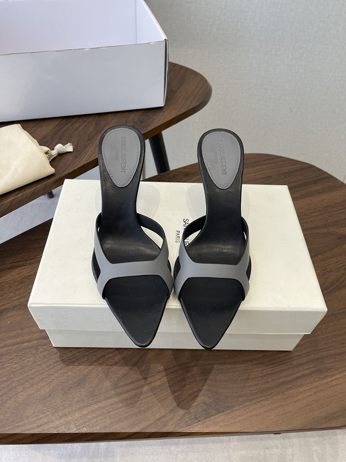 最高級サンローランスーパーコピー Saint Laurent バビロン ミュール スムースレザー シューズ 靴 グレー 2630652 レディース サンダル しまむら - 画像 (3)