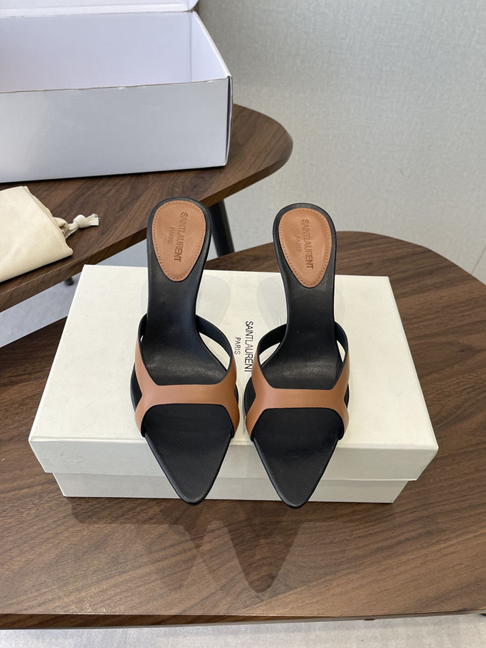 最高級サンローランスーパーコピー Saint Laurent バビロン ミュール スムースレザー シューズ 靴 ブラウン 2630656 ヒール サンダル レディース 歩き やすい - 画像 (3)