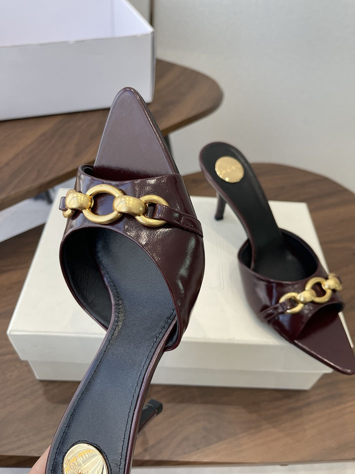 最高級サンローランスーパーコピー YSL 2026 新作 シューズ 靴 レザー 75mm ヒールミュール ワインレッド 2630661 ミュール サンダル 歩きやすい - 画像 (6)