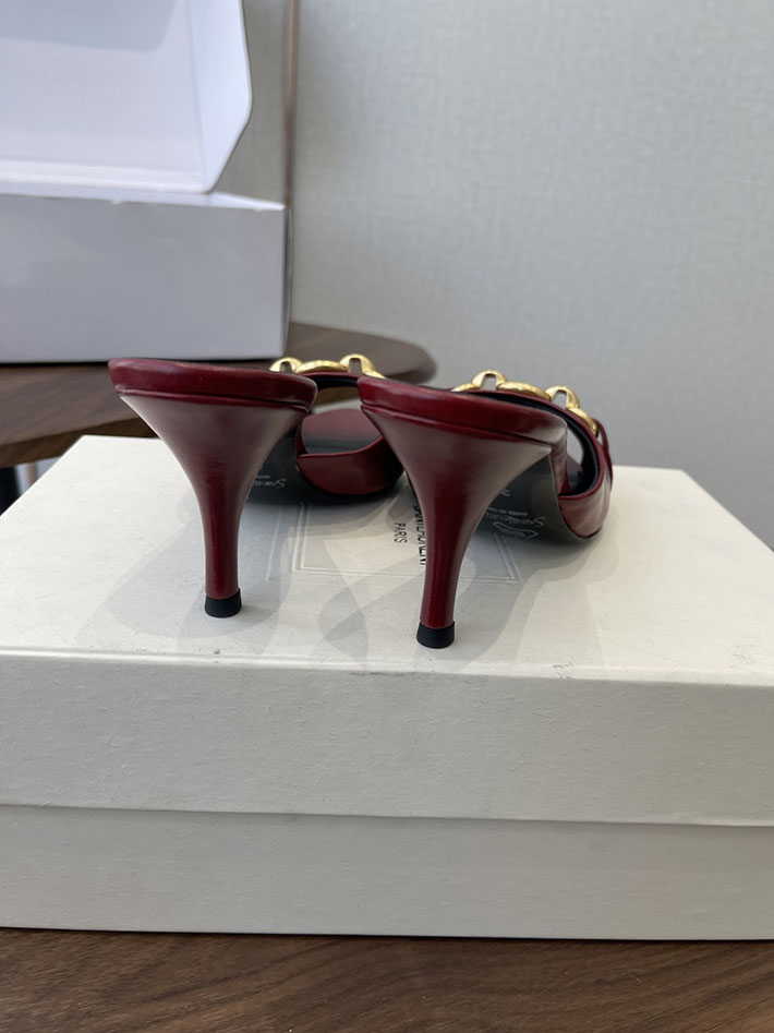 最高級サンローランスーパーコピー YSL 2026 新作 シューズ 靴 レザー 75mm ヒールミュール レッド 2630666 サンダル おしゃれ ブランド - 画像 (5)