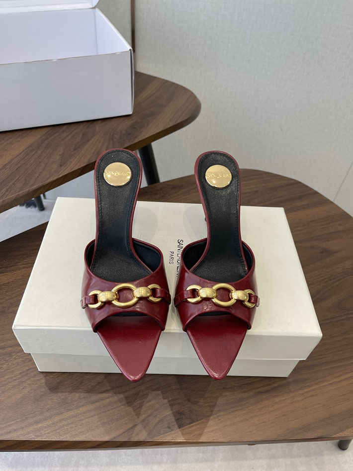 最高級サンローランスーパーコピー YSL 2026 新作 シューズ 靴 レザー 75mm ヒールミュール レッド 2630666 サンダル おしゃれ ブランド - 画像 (3)