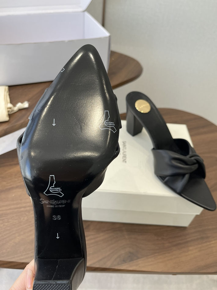 最高級サンローランスーパーコピー YSL 2026 新作 シューズ 靴 レザー 75mm ヒールミュール ブラック 2630668 サンダル おしゃれ 安い - 画像 (4)