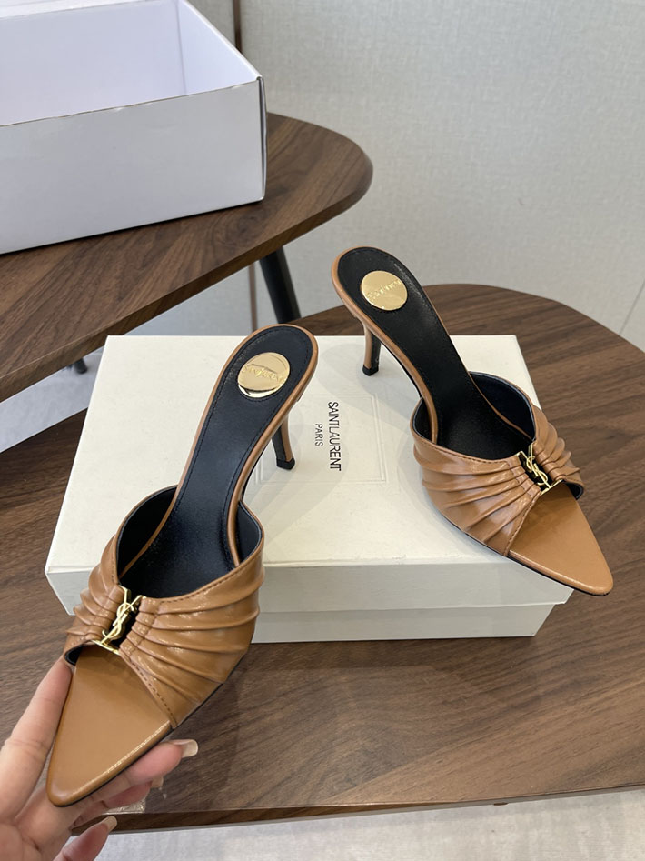 最高級サンローランスーパーコピー YSL 2026 新作 バビロン ミュール スムースレザー シューズ ブラウン 2630673 夏 サンダル ヒール - 画像 (8)