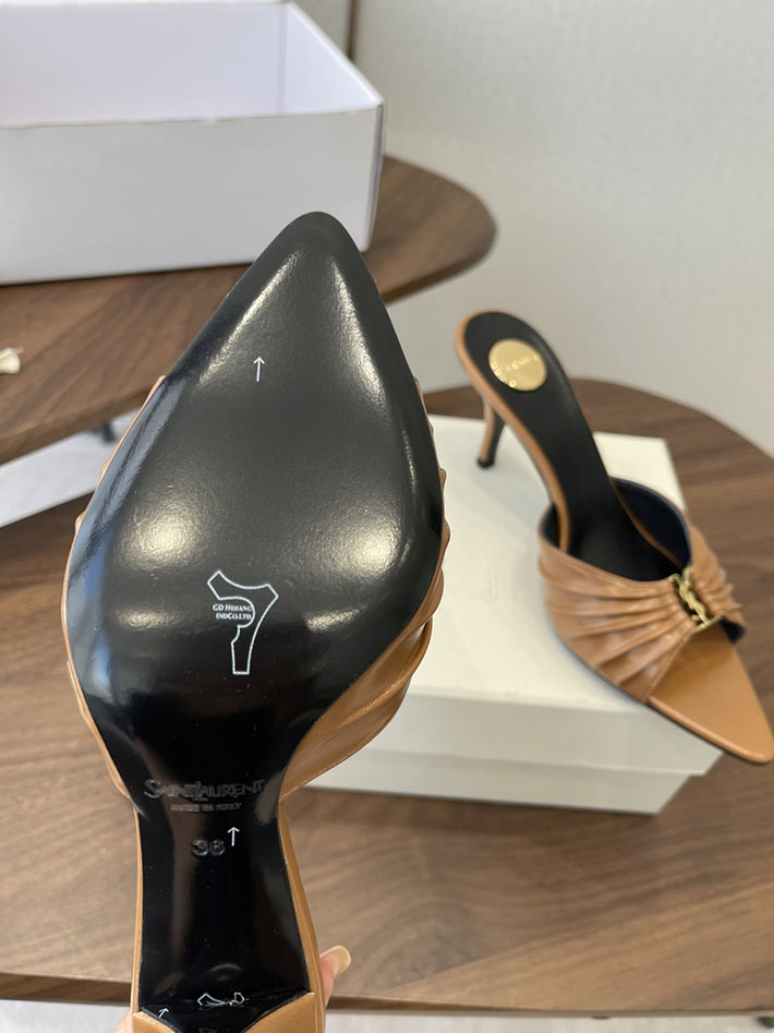 最高級サンローランスーパーコピー YSL 2026 新作 バビロン ミュール スムースレザー シューズ ブラウン 2630673 夏 サンダル ヒール - 画像 (4)