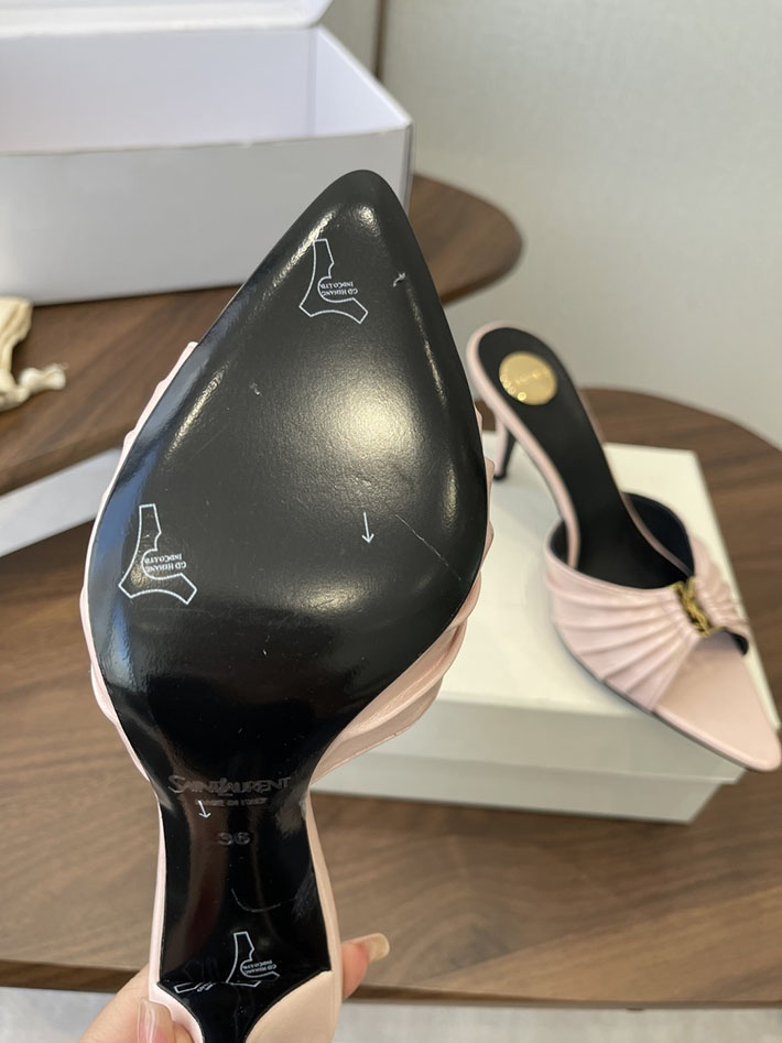 最高級サンローランスーパーコピー YSL 2026 新作 バビロン ミュール スムースレザー シューズ ピンク 2630676 レディース サンダル ヒール - 画像 (4)