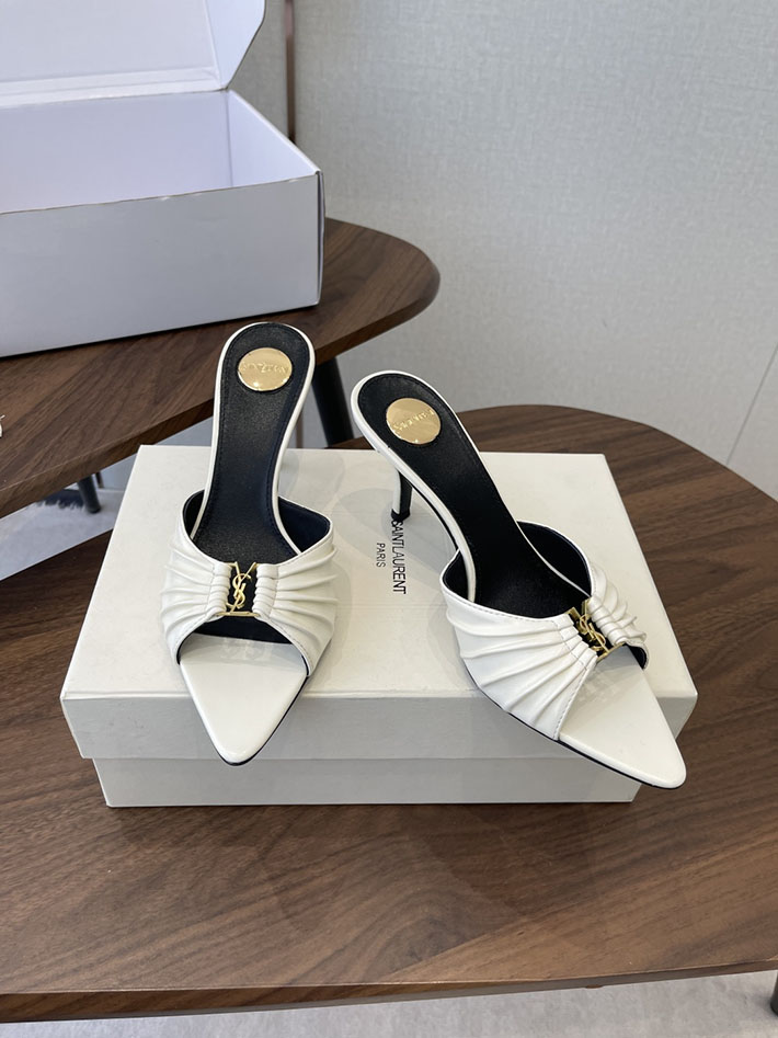 最高級サンローランスーパーコピー YSL 2026 新作 バビロン ミュール スムースレザー シューズ ホワイト 2630677 サンダル ヒール 可愛い - 画像 (9)