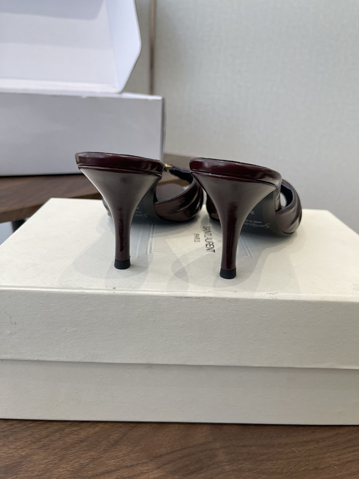 最高級サンローランスーパーコピー YSL 2026 新作 バビロン ミュール スムースレザー シューズ ワインレッド 2630678 サンダル ヒール 厚底 - 画像 (5)