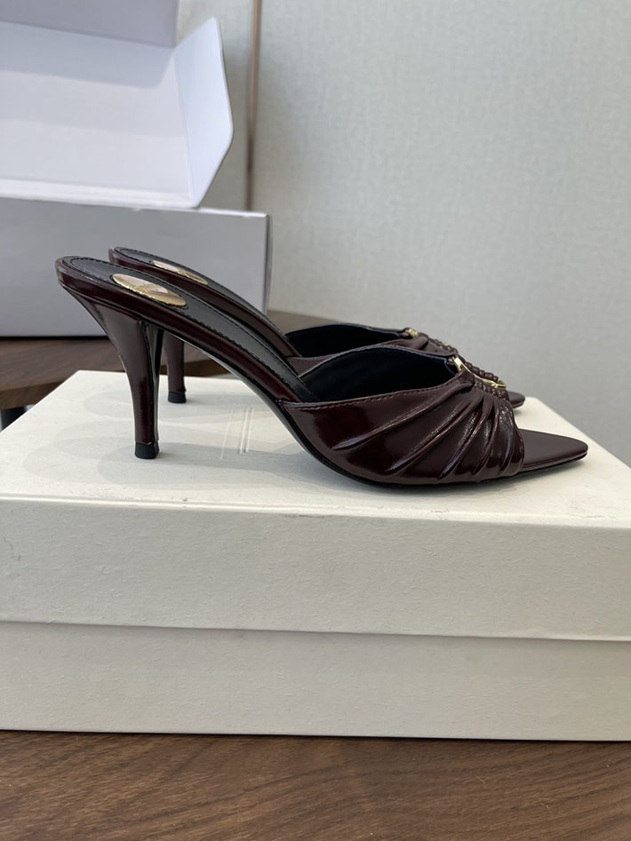 最高級サンローランスーパーコピー YSL 2026 新作 バビロン ミュール スムースレザー シューズ ワインレッド 2630678 サンダル ヒール 厚底 - 画像 (2)