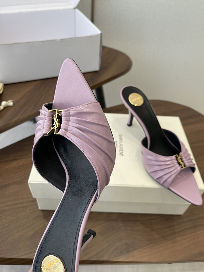 最高級サンローランスーパーコピー YSL 2026 新作 バビロン ミュール スムースレザー シューズ ピンク 2630679 ヒール サンダル おしゃれ - 画像 (6)