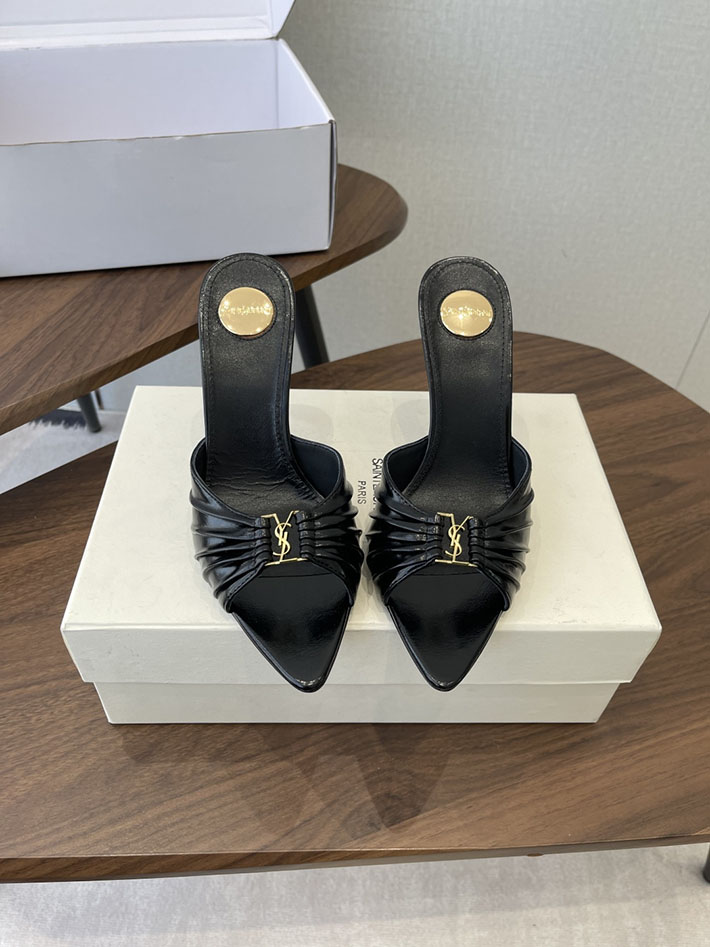 最高級サンローランスーパーコピー YSL 2026新作 95mmヒール バビロン ミュール スムースレザー ブラック 2630684 ミュール ヒール レディース - 画像 (3)