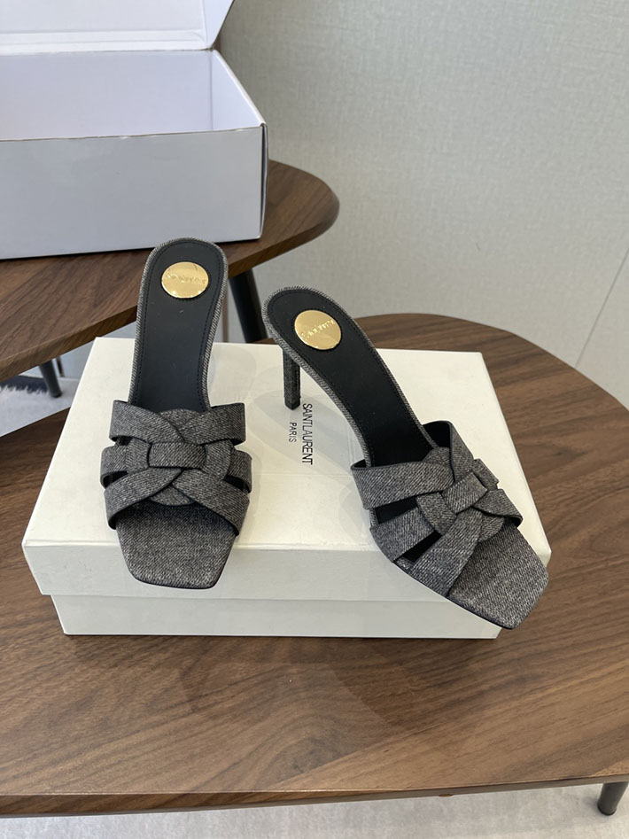 最高級サンローランスーパーコピー YSL 2026 新作 Pre-Loved サンダル レディース ヒール高め グレー 2630696 サンダル レディース 歩きやすい - 画像 (9)