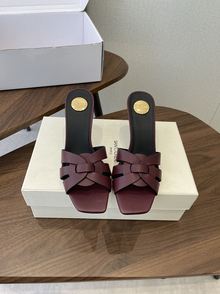 最高級サンローランスーパーコピー YSL 2026 新作 Pre-Loved サンダル レディース ヒール高め ワインレッド 2630706 夏 サンダル レディース ブランド - 画像 (3)